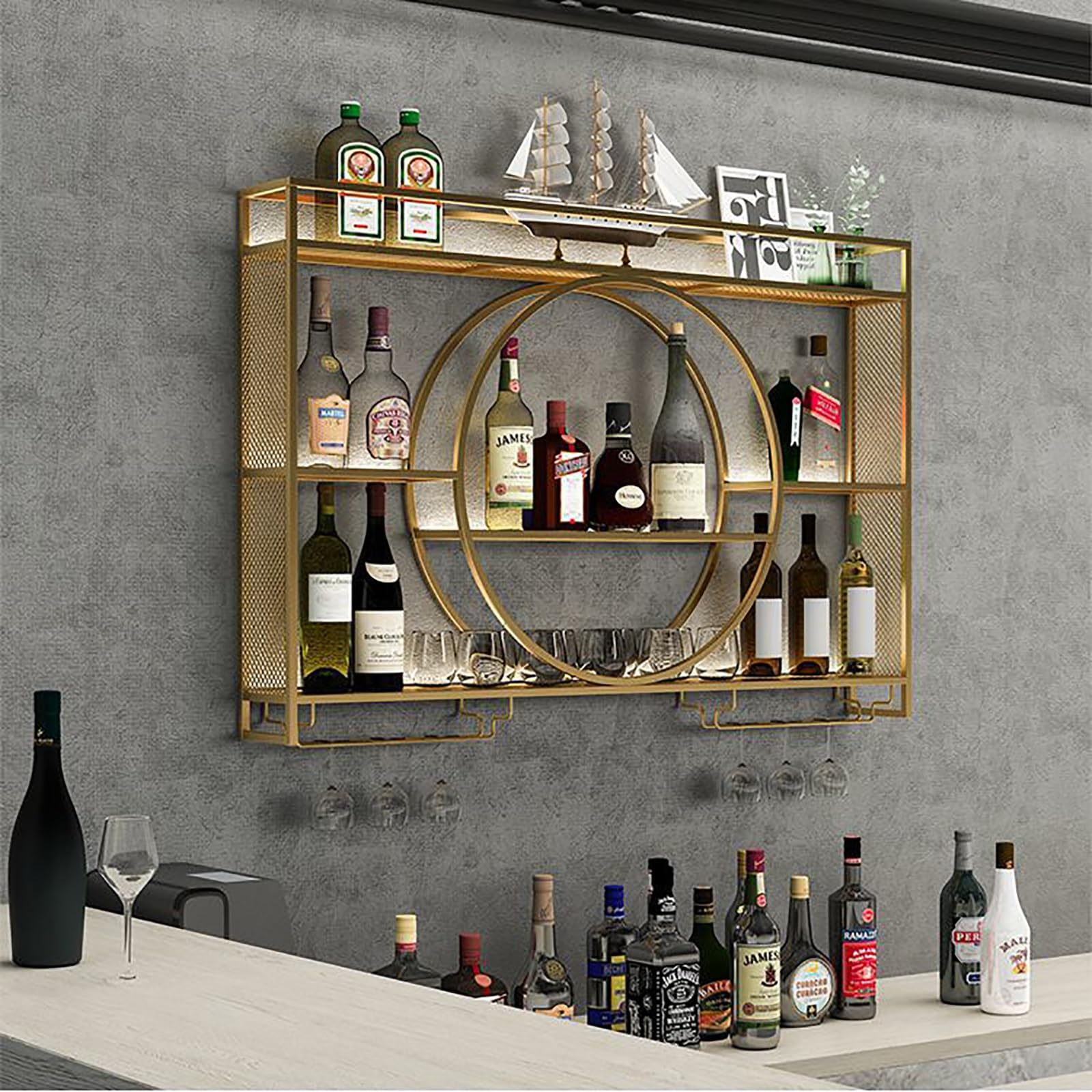 Amazon｜ワインラック アイアンワインラック ブラック 壁掛けワイン